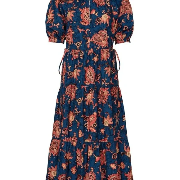 A.L.C. Mischa Dress SZ 4 DESIGNER $495 Cotton Boho Festival Tiered Maxi Natural - Picture 5 of 10